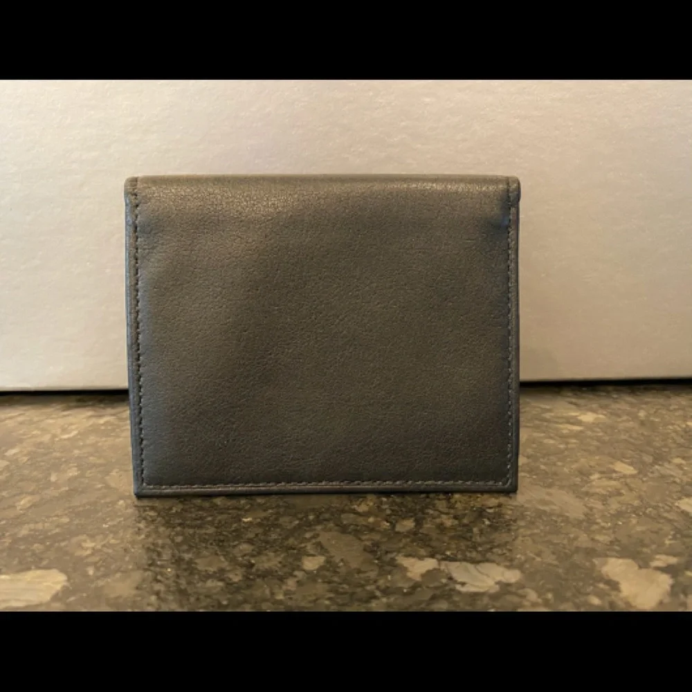 Black Leather BiFold Card Holder with ID Windows